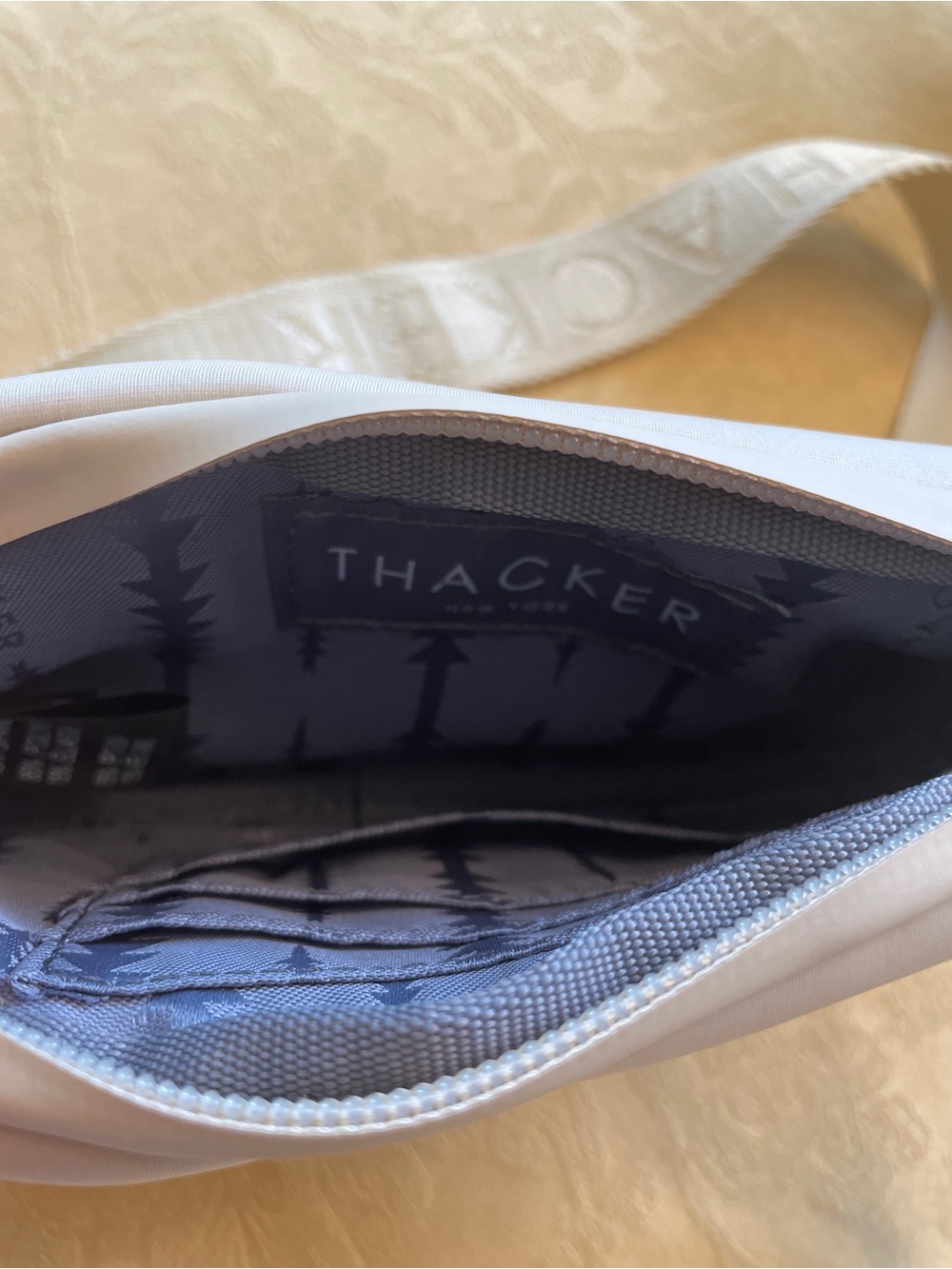 Thacker Light Cream Crossbody Bag with Branded Wide Strap - Picture 4 of 4